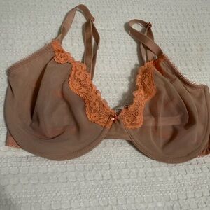 Victoria's Secret Sheer Lace Bra - Tan and Orange